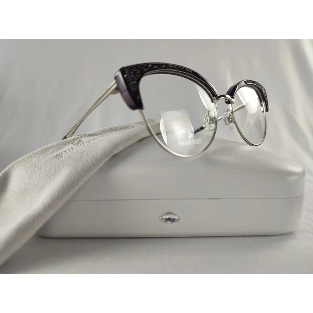 Swarovski SK 5363 081 Shiny Violet Cat Eye Eyeglass Frames Women 53-17-145 NWT